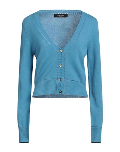 Shop Versace Woman Cardigan Light Blue Size 2 Cashmere, Wool