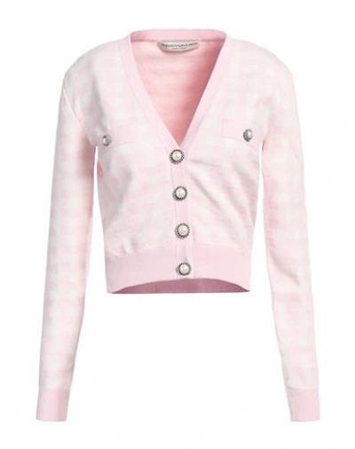 Shop Alessandra Rich Woman Cardigan Light Pink Size 6 Viscose, Cotton, Polyester, Polyamide, Elastane