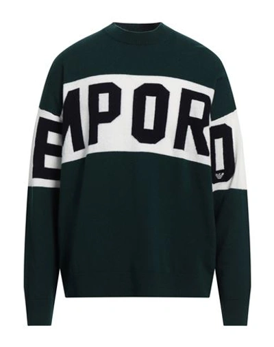Shop Emporio Armani Man Sweater Deep Jade Size L Virgin Wool, Cashmere In Green