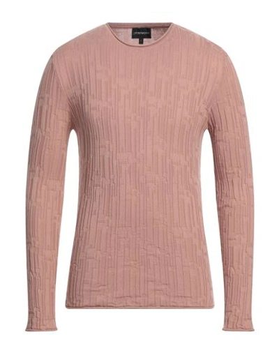 Shop Emporio Armani Man Sweater Blush Size S Cotton In Pink