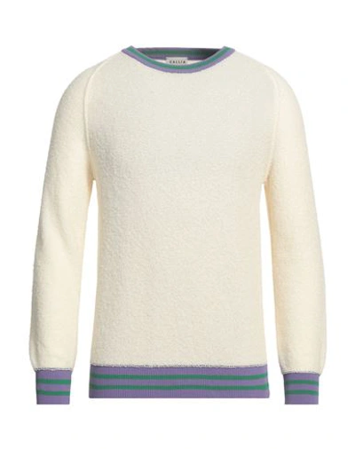 Shop Gallia Man Sweater Ivory Size 42 Cotton, Polyamide In White