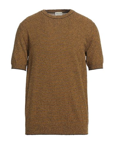 Shop Gallia Man Sweater Mustard Size 42 Cotton, Polyamide In Yellow