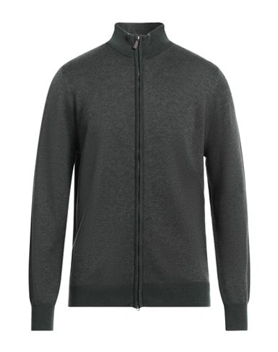 Cashmere Company Man Cardigan Dark Green Size 42 Wool, Cashmere, Silk, Nylon In Green