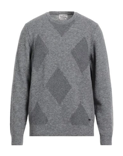 Shop Brooksfield Man Sweater Grey Size 50 Virgin Wool, Wool, Polyamide, Cotton