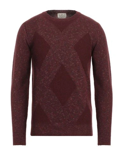 Shop Brooksfield Man Sweater Burgundy Size 48 Virgin Wool, Wool, Polyamide, Cotton In Red
