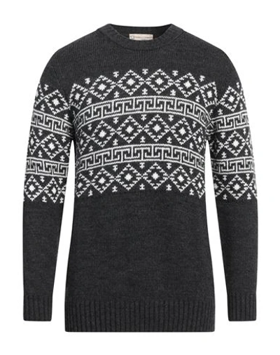 Cashmere Company Man Sweater Charcoal Size 46 Wool, Alpaca Wool In Grey