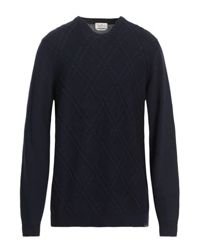 Shop Brooksfield Man Sweater Midnight Blue Size 48 Polyamide, Viscose, Wool, Cashmere