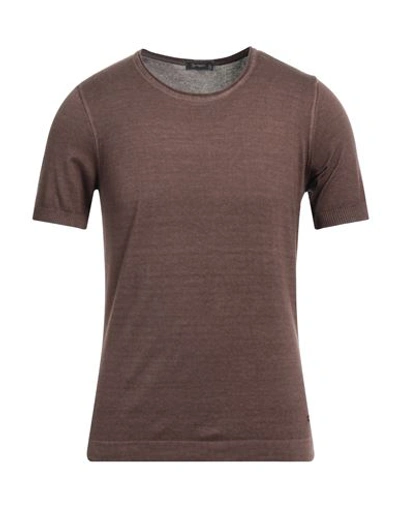 Shop Ferrante Man Sweater Dark Brown Size 36 Cotton
