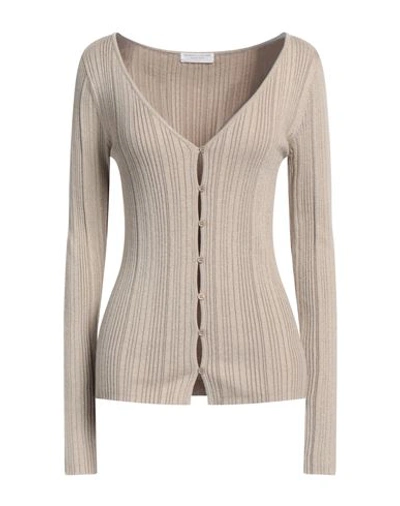 Shop Majestic Filatures Woman Cardigan Beige Size 1 Organic Cotton, Viscose, Elastane, Metallic Fiber
