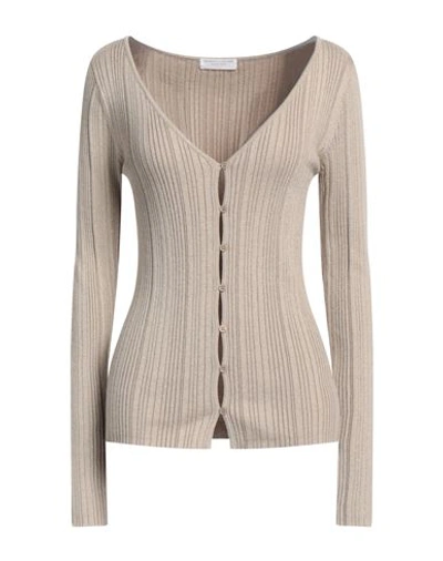 Majestic Filatures Woman Cardigan Beige Size 1 Organic Cotton, Viscose, Elastane, Metallic Fiber In Beige