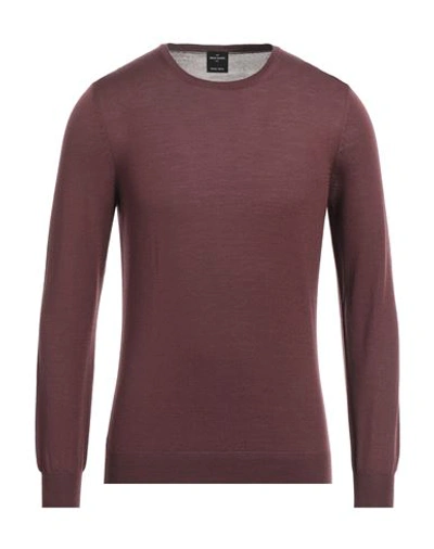 Shop Gran Sasso Man Sweater Burgundy Size 46 Virgin Wool In Red