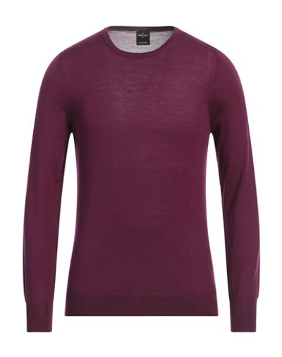 Gran Sasso Man Sweater Deep Purple Size 46 Virgin Wool In Purple