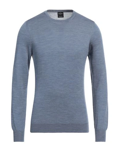 Shop Gran Sasso Man Sweater Slate Blue Size 46 Virgin Wool