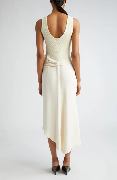 Shop Victoria Beckham Tie Detail Sleeveless Midi Dress In Cream