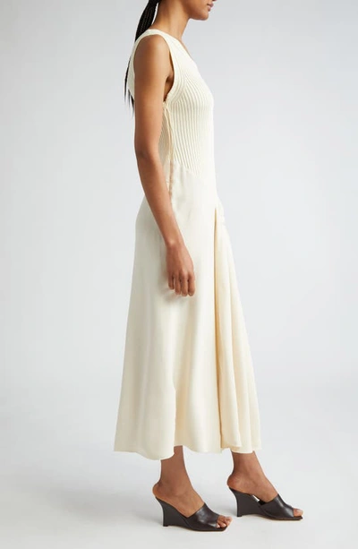 Shop Victoria Beckham Tie Detail Sleeveless Midi Dress In Cream