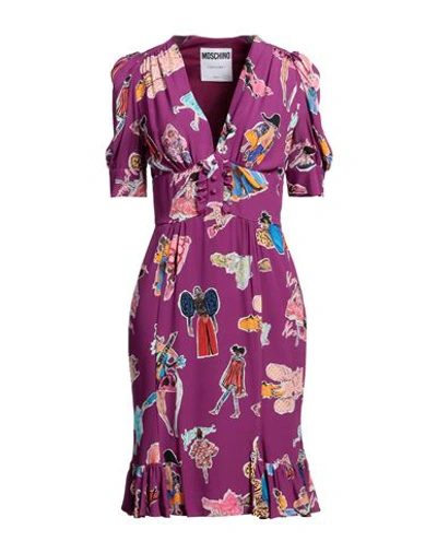 Shop Moschino Woman Midi Dress Mauve Size 10 Viscose In Purple
