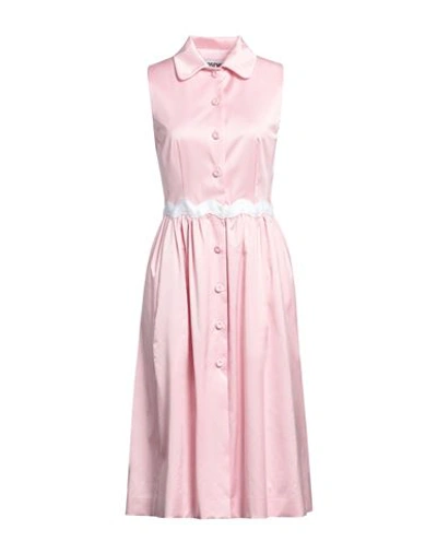 Shop Moschino Woman Midi Dress Pink Size 12 Cotton, Cupro, Elastane