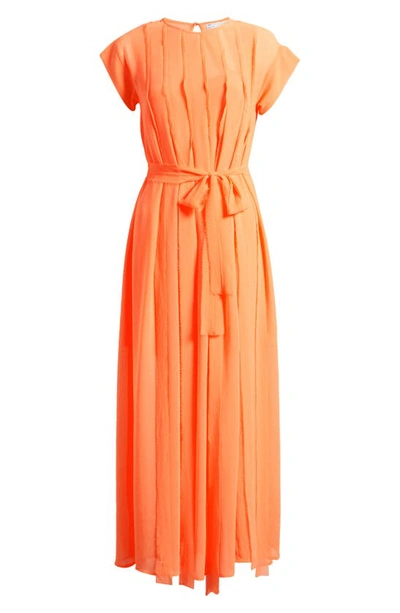 Shop Asos Design Raw Edge Ruffle Chiffon Dress In Orange