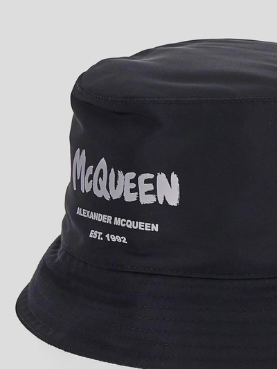 Shop Alexander Mcqueen Graffiti Logo Bucket Hat In Blackivory