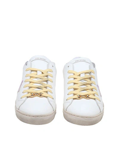 Shop Ama Brand Leather Sneakers In White/multicolor