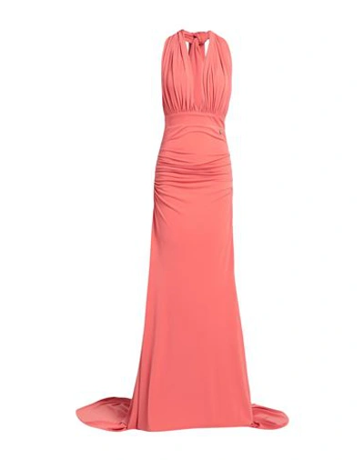 Shop Alma Sanchez Woman Maxi Dress Coral Size 6 Polyester, Elastane In Red