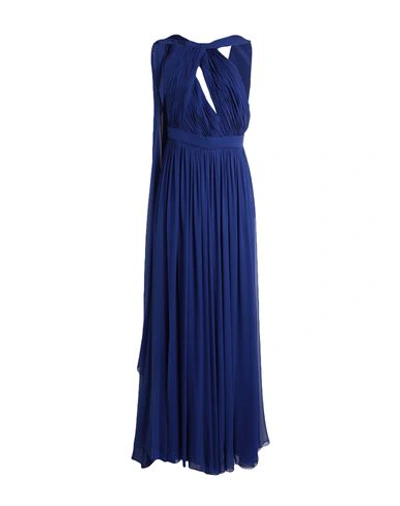 Shop Elie Saab Woman Maxi Dress Blue Size 8 Silk