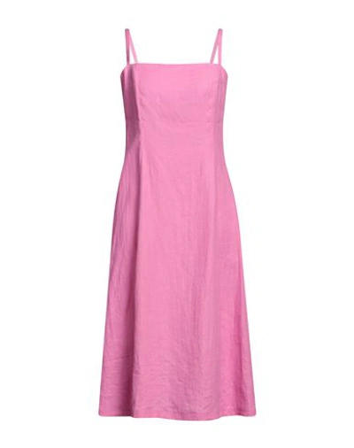 Shop Riani Woman Midi Dress Pink Size 12 Linen
