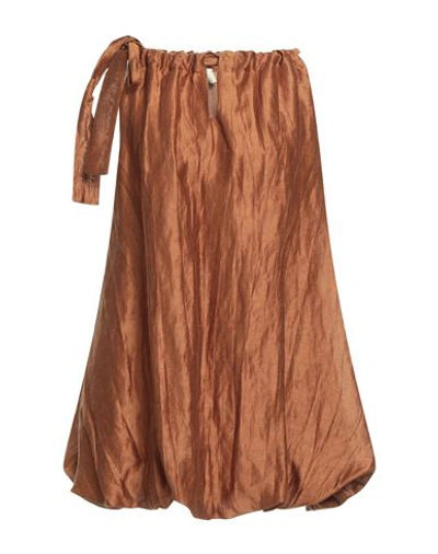 Shop Akep Woman Mini Dress Brown Size 4 Linen, Polyester