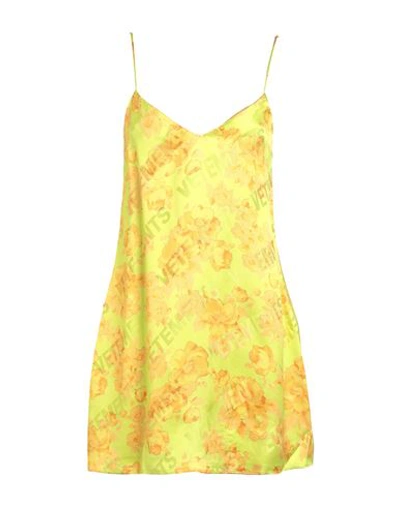 Shop Vetements Woman Mini Dress Acid Green Size S Viscose, Silk