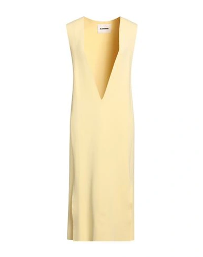 Shop Jil Sander Woman Midi Dress Yellow Size 4 Viscose, Polyamide, Polyester, Elastane