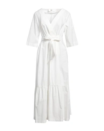 Shop Solotre Woman Midi Dress White Size 8 Cotton