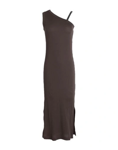Shop Brunello Cucinelli Woman Midi Dress Dark Brown Size M Cotton, Elastane