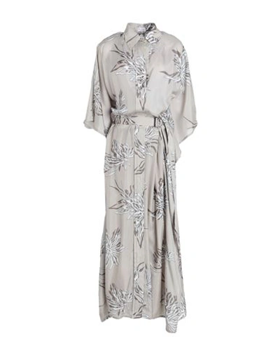 Shop Brunello Cucinelli Woman Maxi Dress Dove Grey Size M Silk