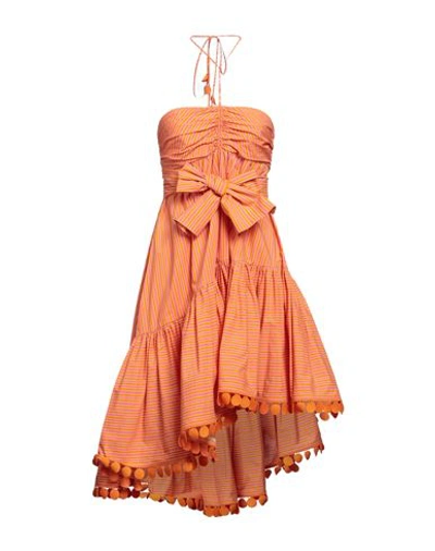 Shop Silvia Tcherassi Woman Mini Dress Orange Size S Cotton