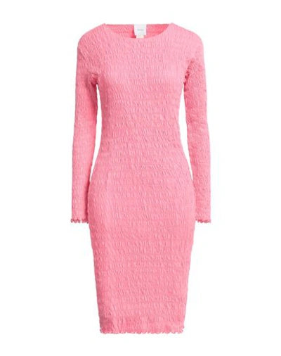 Shop Patou Woman Midi Dress Pink Size S Cotton