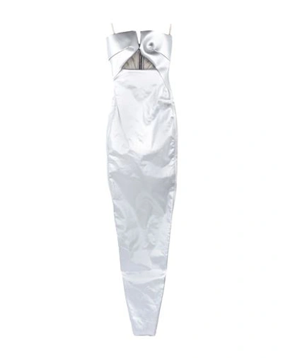 Shop Rick Owens Woman Maxi Dress Silver Size 10 Cotton, Elastomultiester, Rubber