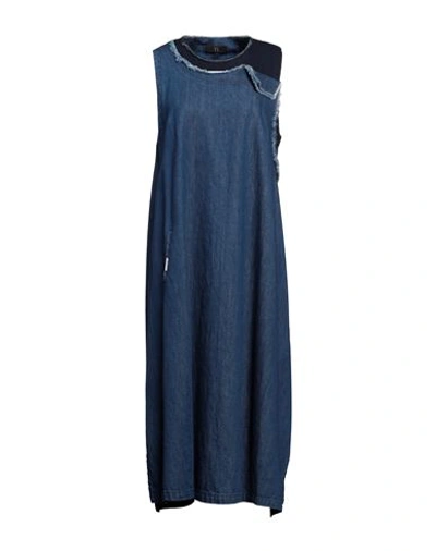 Shop Y's Yohji Yamamoto Woman Midi Dress Blue Size 2 Cotton