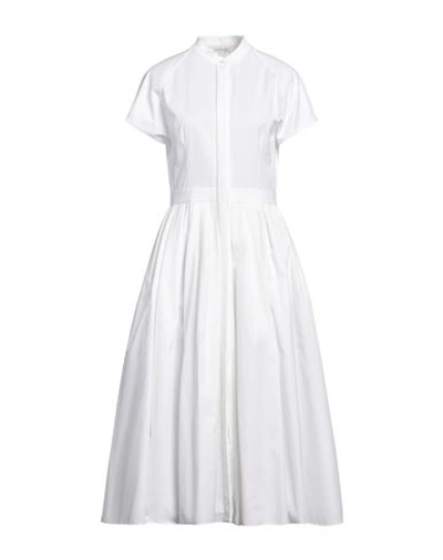 Shop Alexander Mcqueen Woman Midi Dress White Size 8 Cotton
