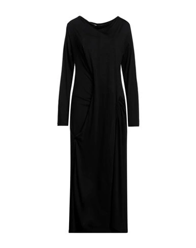 Shop Yohji Yamamoto Woman Maxi Dress Black Size 2 Cotton, Cashmere