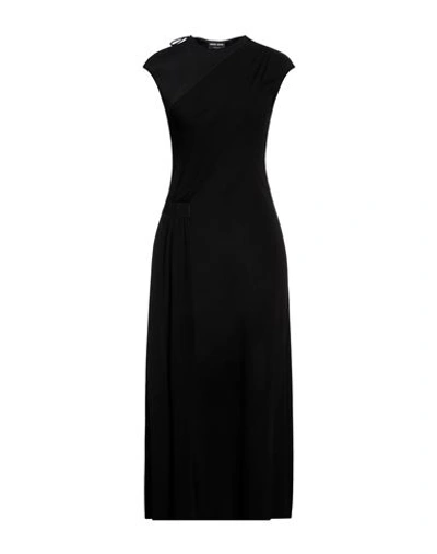Shop Giorgio Armani Woman Midi Dress Black Size 8 Viscose, Silk, Polyamide