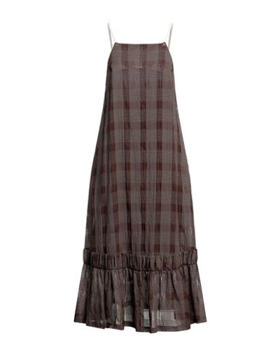 Shop Tela Woman Midi Dress Dark Brown Size 6 Polyester, Cotton, Lyocell, Elastane