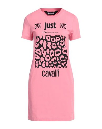Shop Just Cavalli Woman Mini Dress Pink Size S Cotton