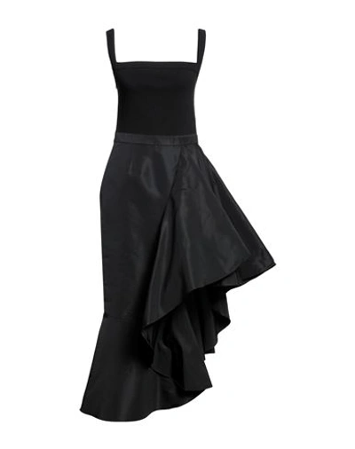 Shop Alexander Mcqueen Woman Midi Dress Black Size 4 Cotton, Elastane, Polyester