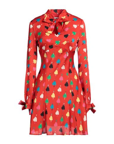 Msgm Woman Mini Dress Tomato Red Size 2 Polyester In Tomato Red