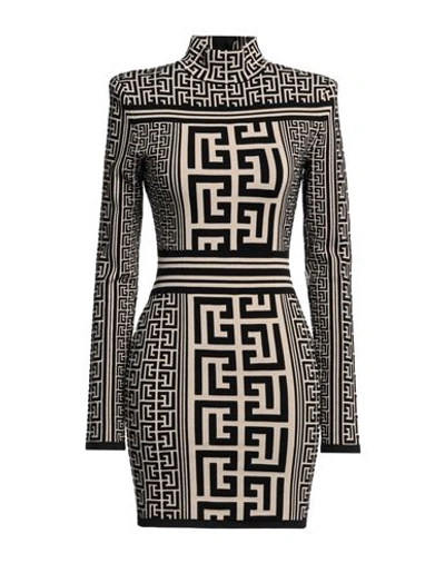 Shop Balmain Woman Mini Dress Black Size 8 Wool, Viscose, Polyamide, Elastane
