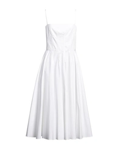 Shop Alexander Mcqueen Woman Midi Dress White Size 6 Cotton