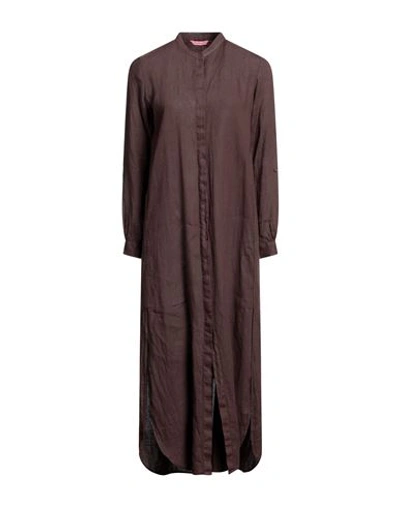 Shop Nouvelle Femme Woman Maxi Dress Cocoa Size 4 Linen In Brown