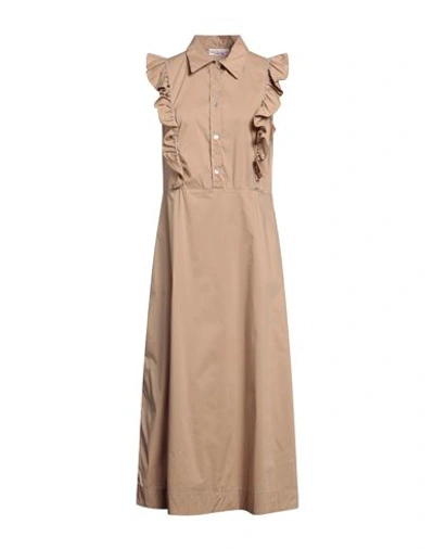 Shop Annamariapaletti Woman Maxi Dress Beige Size 12 Cotton, Polyamide, Elastane