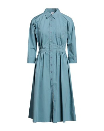 Shop Aspesi Woman Midi Dress Pastel Blue Size 4 Cotton