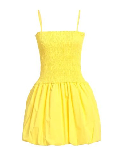 Shop Imperial Woman Mini Dress Yellow Size Xs Cotton